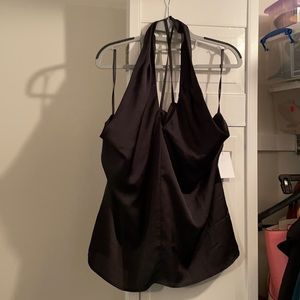 Chelsea Black Satin/Silk Halter Top - Nordstrom